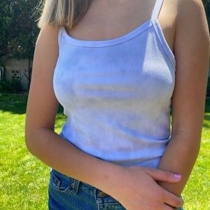 Blue Tie Dye Cropped Tank Top